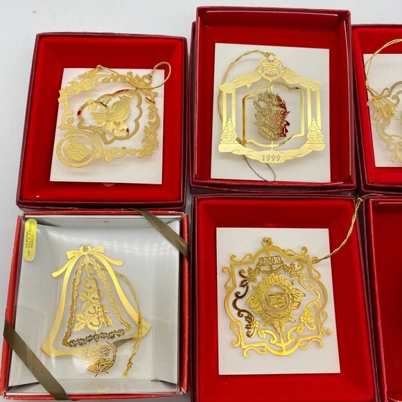 Cadillac 24kt Gold Finish Christmas Tree Ornaments 90s lot of 8 3D ornaments - Picture 2 of 14